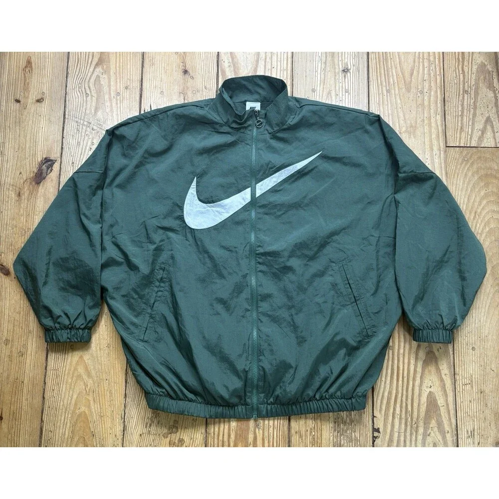 Nike Sportswear Essential Woven Jacket Green Size Medium Big Center Swoosh